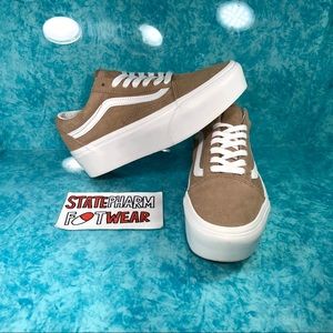 Vans Old Skool Soft Suede Platform Burrow Brown Women's Low Top Cute Shoes